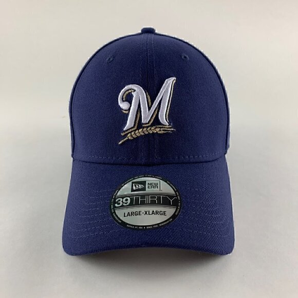 Milwaukee Brewers MLB Navy Blue New Era Stretch Fitted Hat Mens L/XL New - Picture 2 of 5